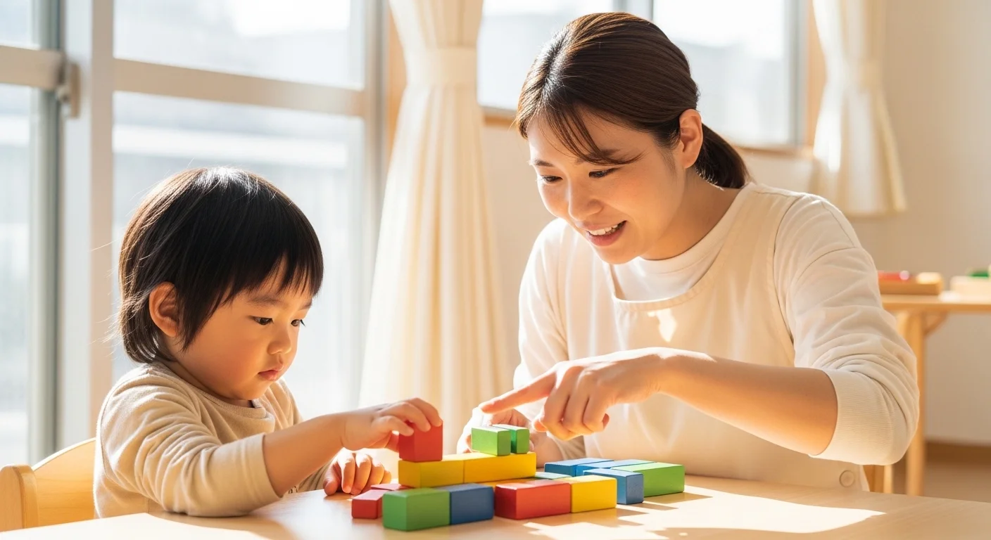笑顔でパズルを楽しむお子様